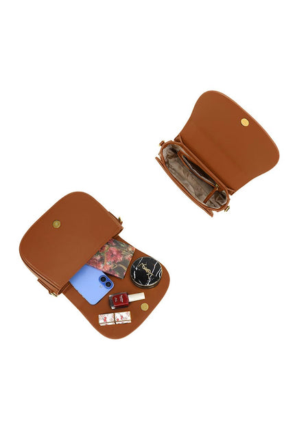 NEW240925 Crossbody Tas Bruin met Gouden Details