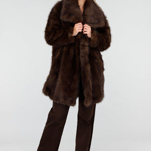 WINTER Faux Fur Jas Bruin