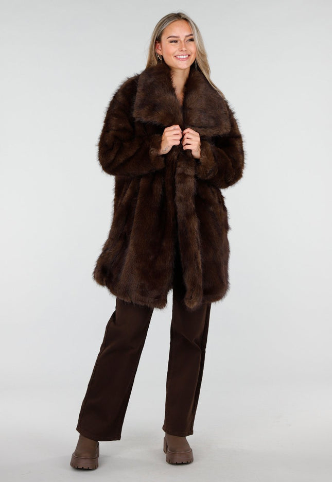WINTER Faux Fur Jas Bruin