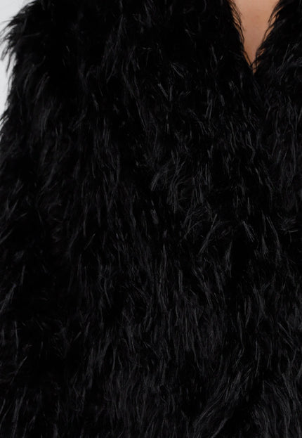 NEW240925 Faux Fur Jas Zwart
