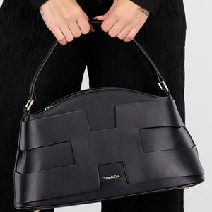 OP=OP.07.NL Handtas in Zwart met Geometrisch Patroon