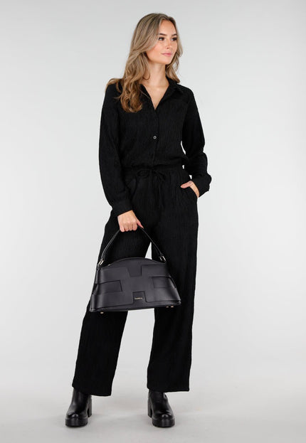 OP=OP.07.NL Handtas in Zwart met Geometrisch Patroon