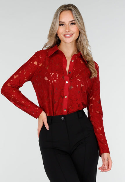 NEW240925 Kanten Blouse Rood