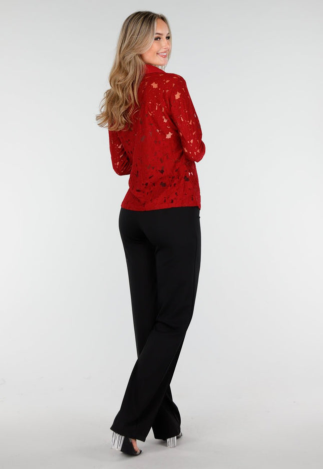 NEW240925 Kanten Blouse Rood