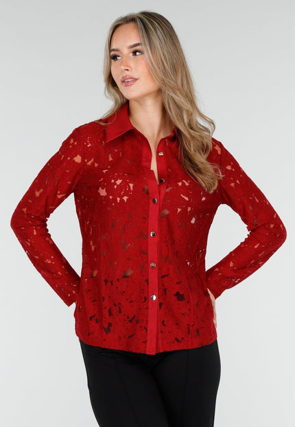 NEW240925 Kanten Blouse Rood