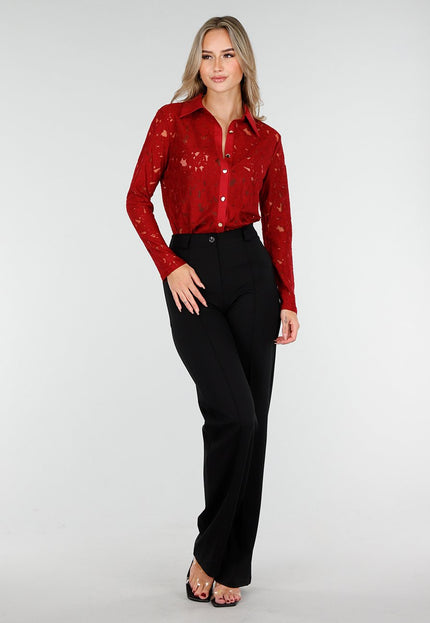 NEW240925 Kanten Blouse Rood
