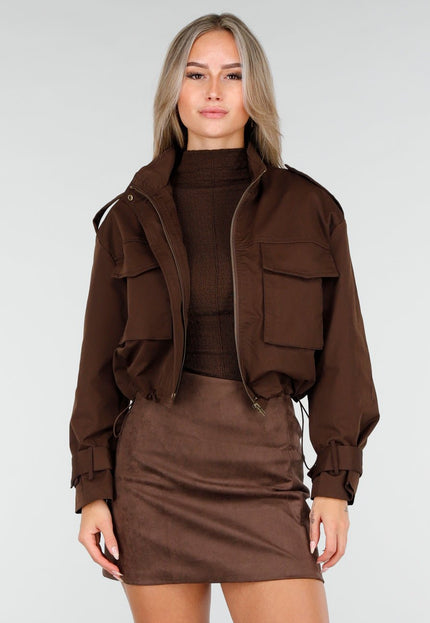 NEW240925 Korte Bruine Utility Jas
