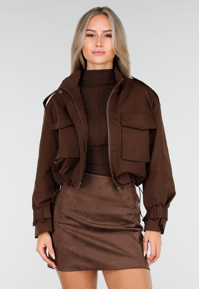 NEW240925 Korte Bruine Utility Jas