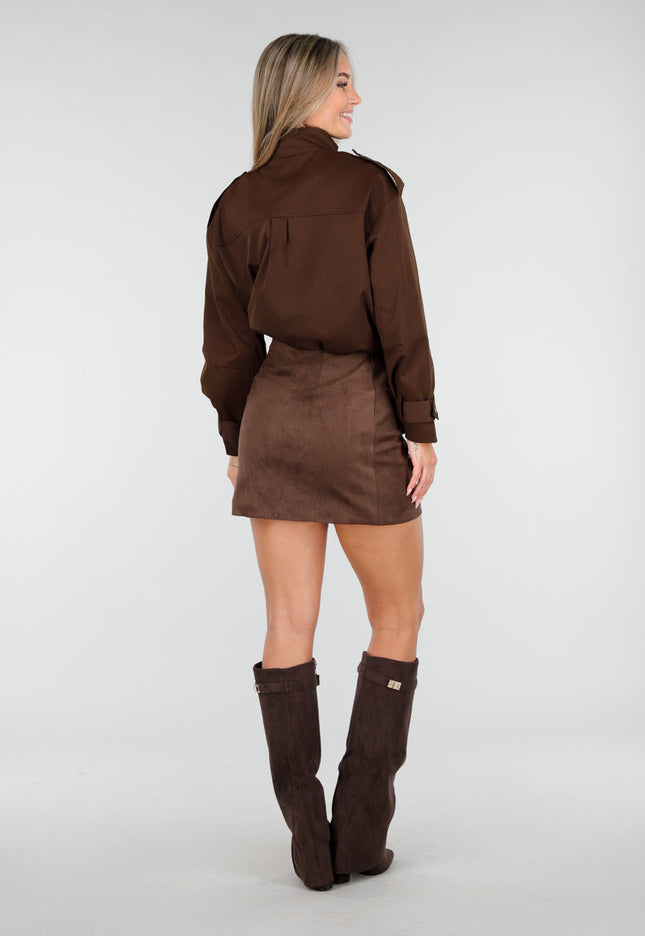 NEW240925 Korte Bruine Utility Jas