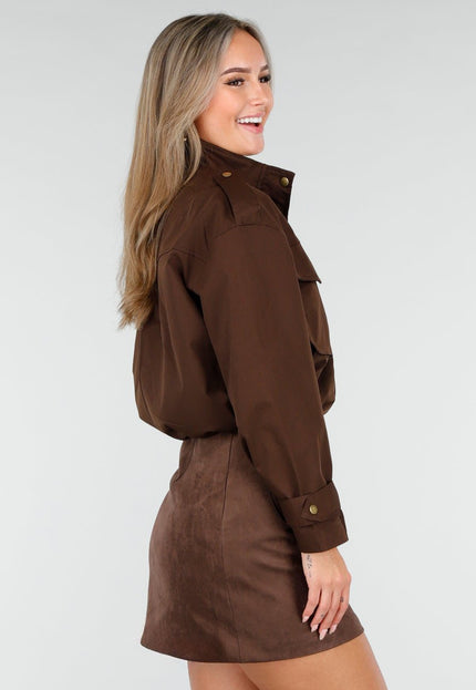 NEW240925 Korte Bruine Utility Jas