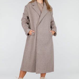 NEW240925 Lange Beige Trenchcoat