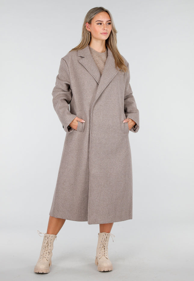 NEW240925 Lange Beige Trenchcoat