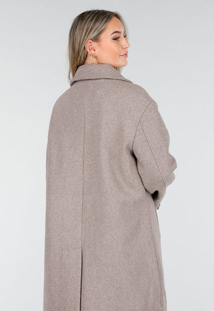 NEW240925 Lange Beige Trenchcoat