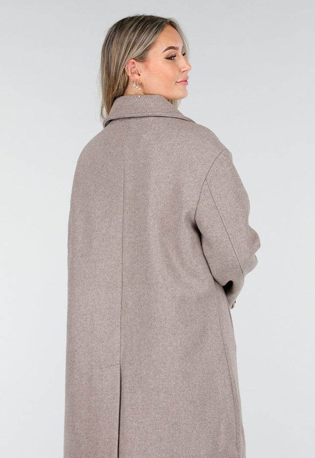 NEW240925 Lange Beige Trenchcoat