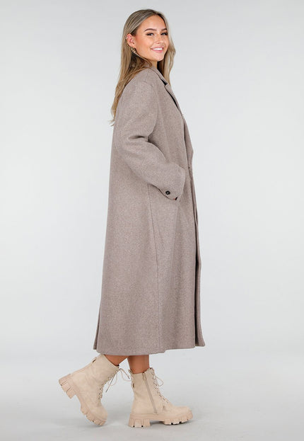 NEW240925 Lange Beige Trenchcoat