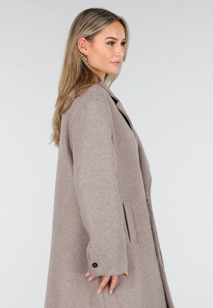 NEW240925 Lange Beige Trenchcoat