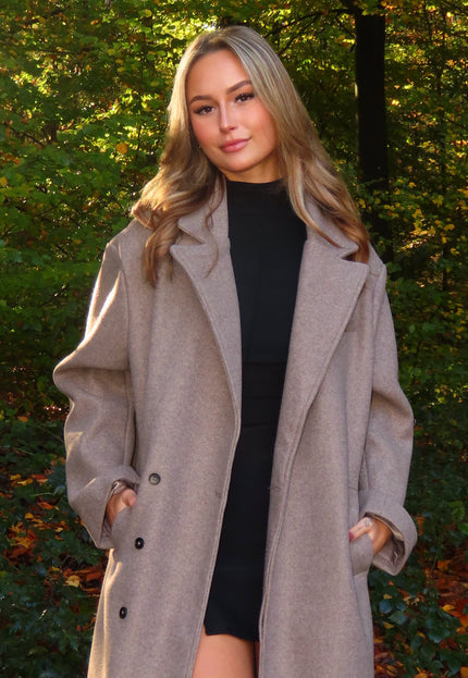 NEW240925 Lange Beige Trenchcoat