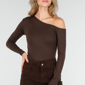 NEW240925 One Shoulder Stretch Top Bruin