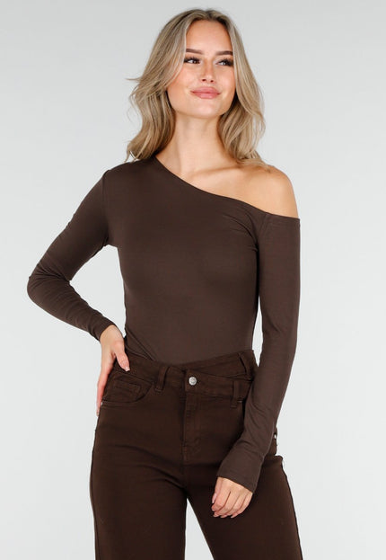 NEW240925 One Shoulder Stretch Top Bruin