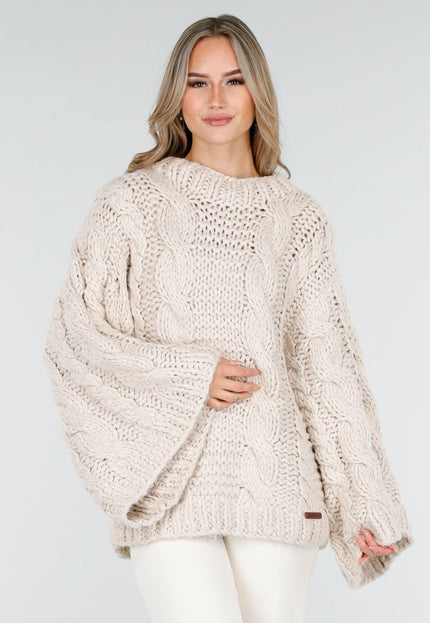 NEW240925 Oversized Kabeltrui Beige