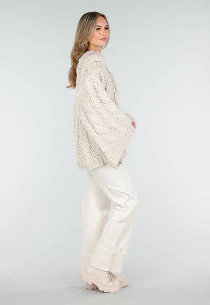 NEW240925 Oversized Kabeltrui Beige