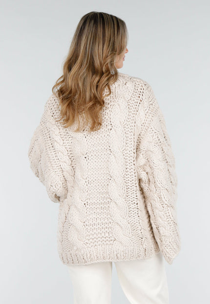 NEW240925 Oversized Kabeltrui Beige