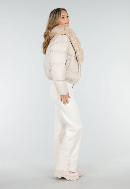 WINTER Pufferjas Beige met Bontkraag