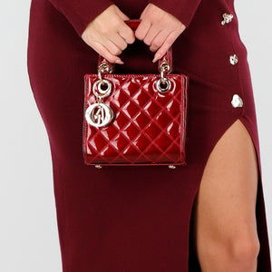 OP=OP.07.NL Rode Handtas met Ruitpatroon