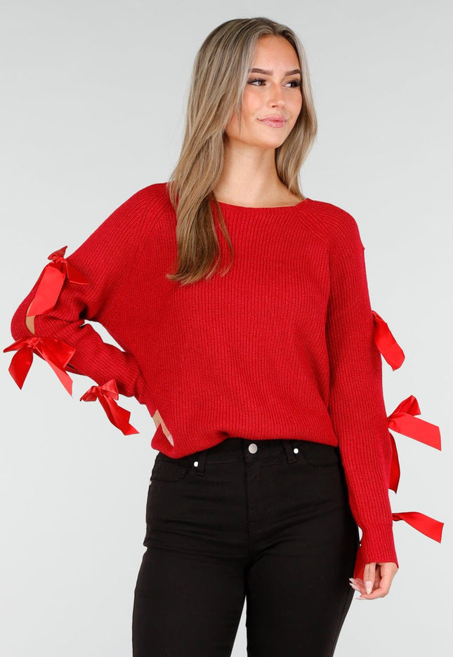 OP=OP.AV.10 Rode Trui met Strikken