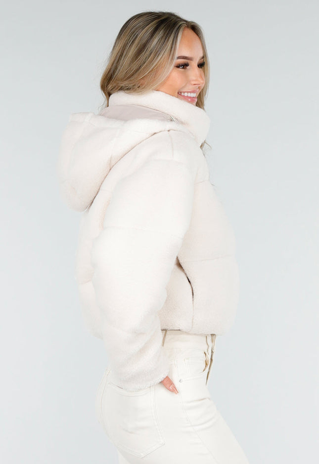 WINTER Teddy Pufferjas in Wit