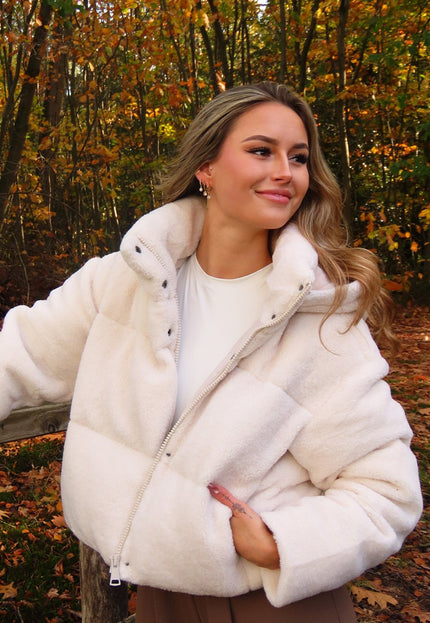 WINTER Teddy Pufferjas in Wit