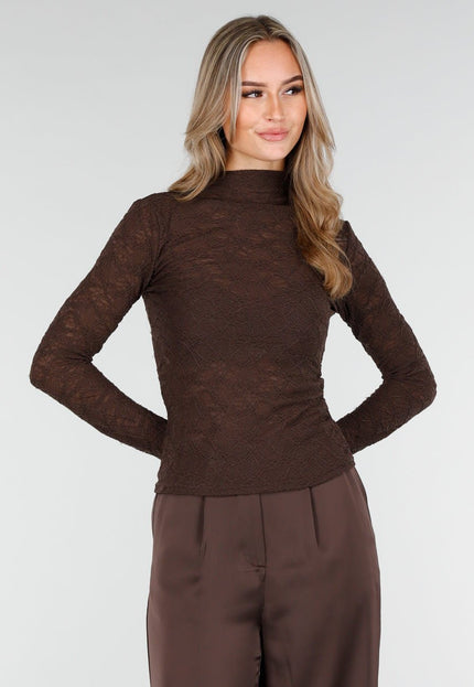 NEW240925 Kantentop Bruin met Lange Mouw