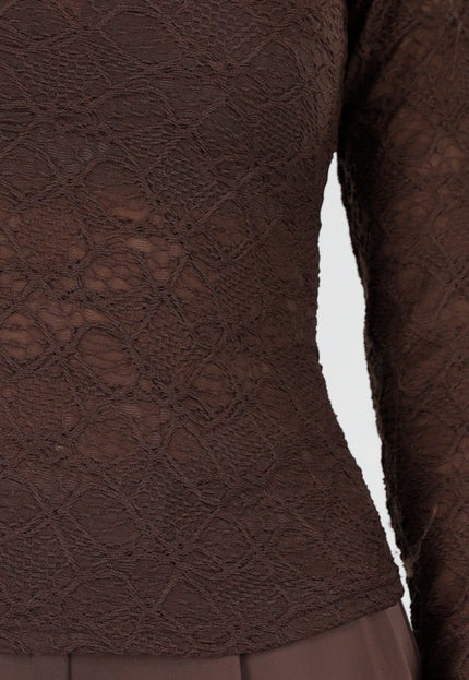 NEW240925 Kantentop Bruin met Lange Mouw