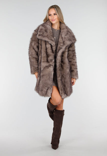 WINTER Taupe Bontjas met Kraag