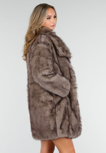 WINTER Taupe Bontjas met Kraag