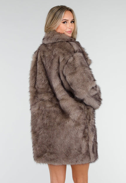 WINTER Taupe Bontjas met Kraag