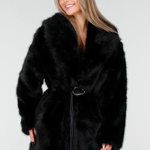 WINTER Zwarte Bontjas met Riem