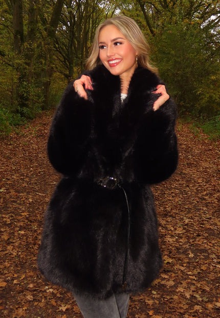 WINTER Zwarte Bontjas met Riem