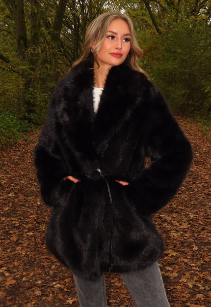 WINTER Zwarte Bontjas met Riem