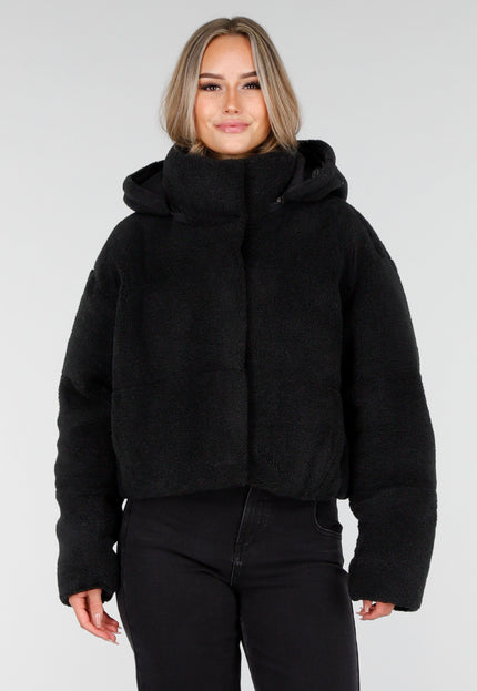 WINTER Zwarte Cropped Teddy Jas