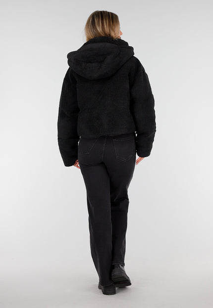 WINTER Zwarte Cropped Teddy Jas