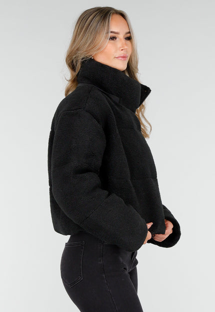 WINTER Zwarte Cropped Teddy Jas