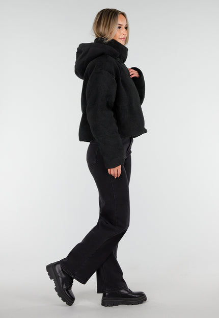 WINTER Zwarte Cropped Teddy Jas