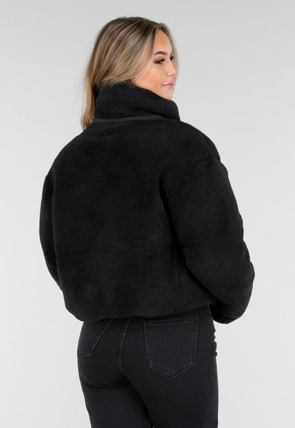 WINTER Zwarte Cropped Teddy Jas