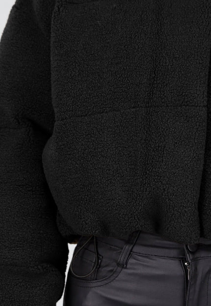 WINTER Zwarte Cropped Teddy Jas