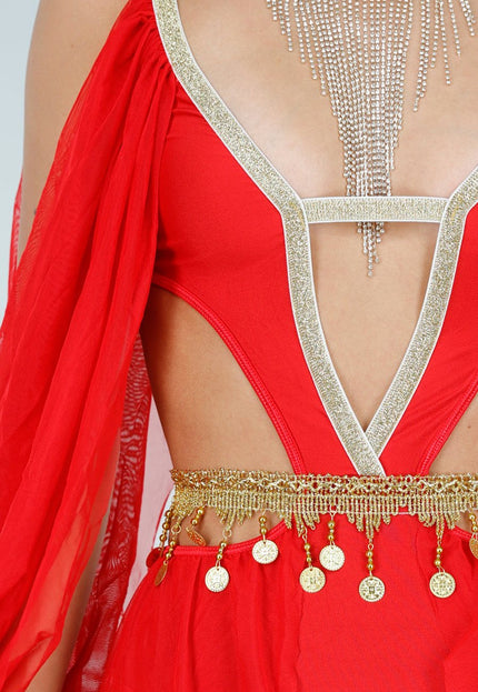 KOSTUUM Rood Buikdanseres Kostuum