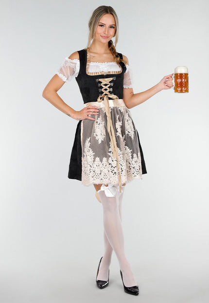 KOSTUUM Zwart Beige Oktoberfest Jurkje