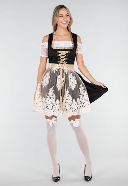 KOSTUUM Zwart Beige Oktoberfest Jurkje