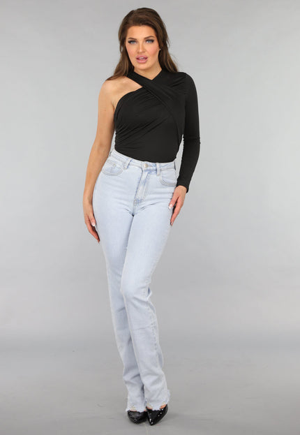 NEW2412 Gekruiste Asymmetrische Top in Zwart