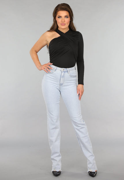 NEW2412 Gekruiste Asymmetrische Top in Zwart